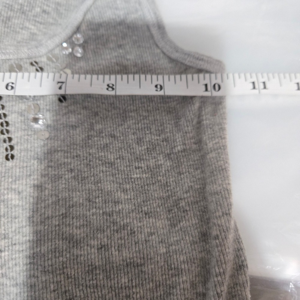 Hollister SoCal Stretch Ribbed Tank Top Gray Sequin Embellished Racerback Small - Picture 9 of 10